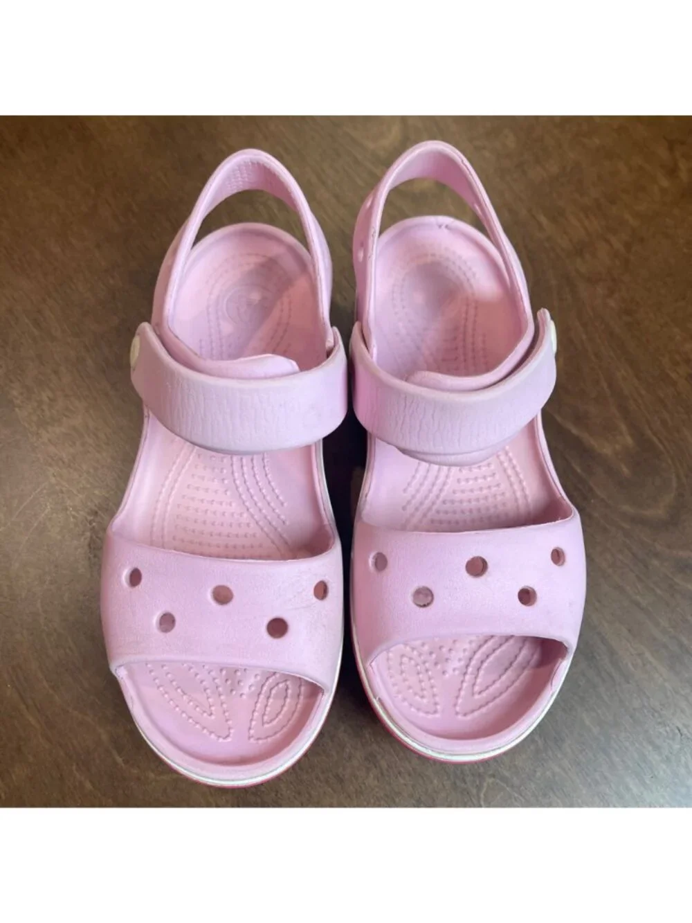 CROCS Crocband Sandals Big Kids Size 1 Pink Waterproof Open Toe Adjustable Strap